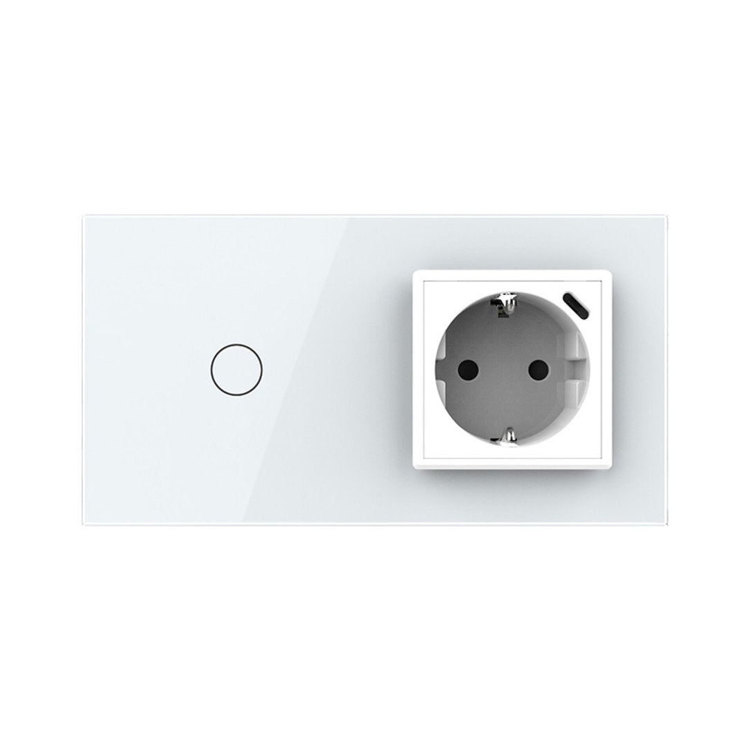 Livolo Lichtschalter mit Steckdose + USB-C in Weiß
