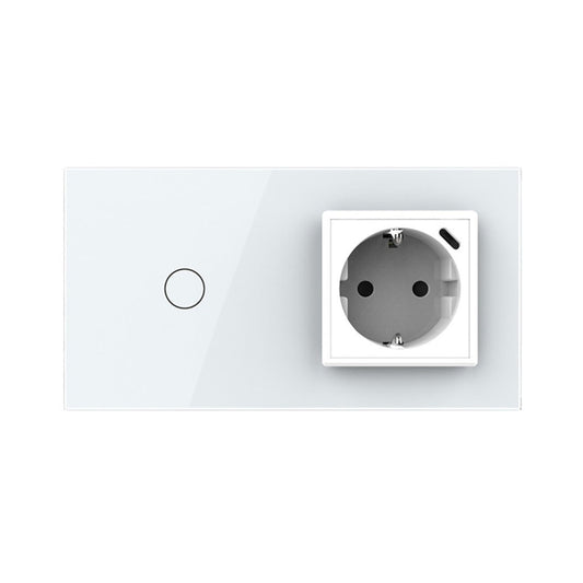 Livolo Lichtschalter mit Steckdose + USB-C in Weiß
