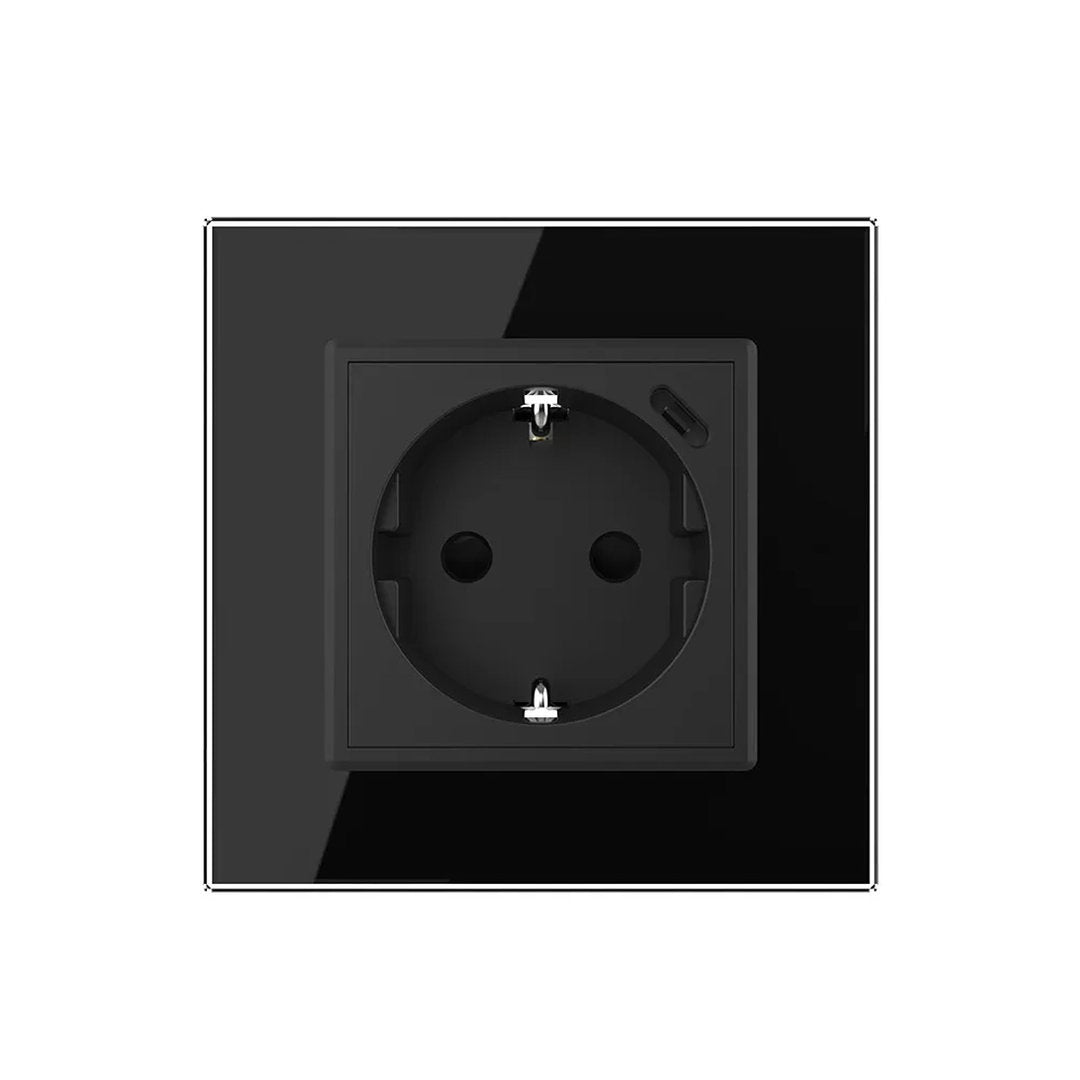 Livolo schwarze, einfache Steckdose mit USB-C 18W