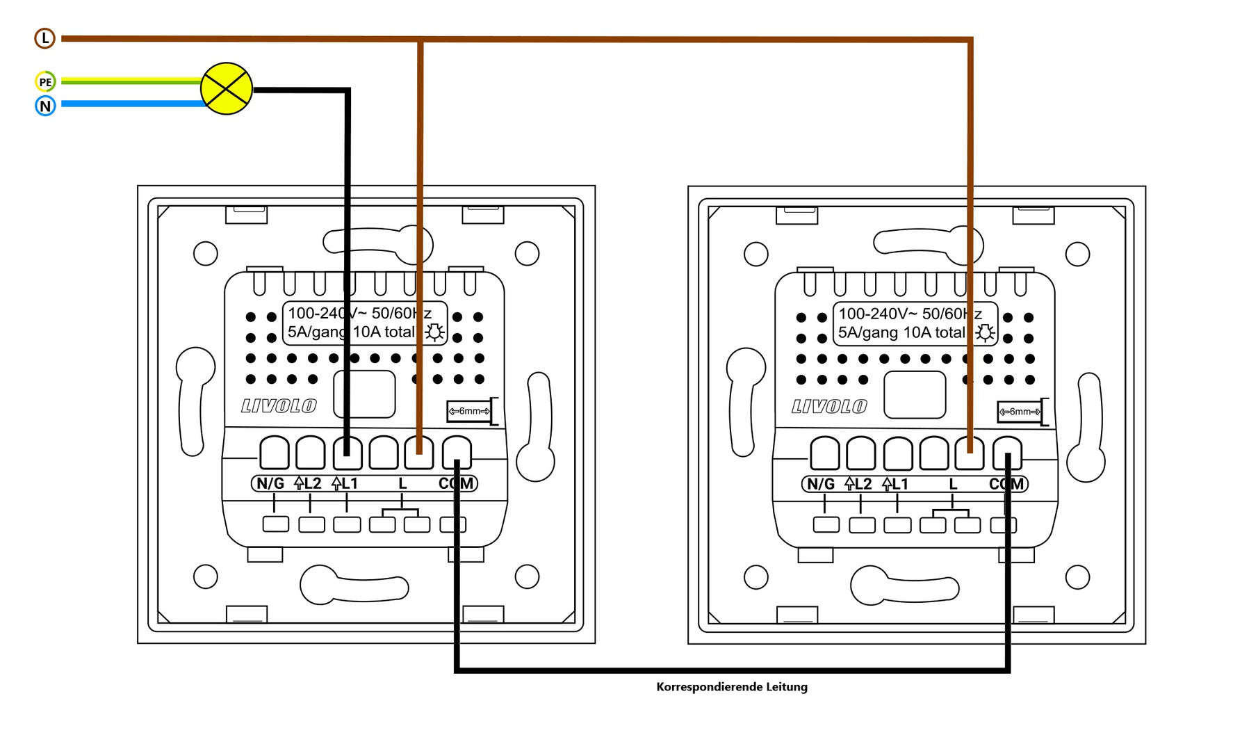Livolo dimmbarer Funk Wechselschalter / Wechseldimmer Modul