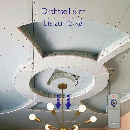 Lampenlift Deckenleuchtenlift + Fernbedienung + Aufputz Montage 6m Höhe - 45 kg - Livolo-Deutschland