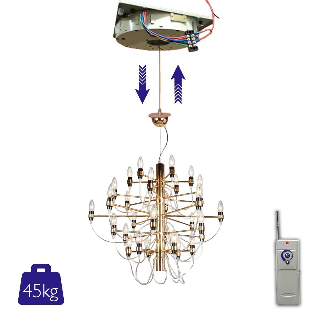 Lampenlift Leuchtenlift Deckenleuchtenlift + Fernbedienung 6m Höhe bis zu 45 kg - Livolo-Deutschland