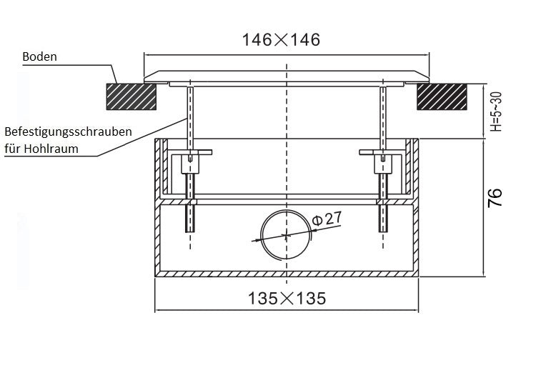 Edelstahl Bodentank 6-fach belegbar HTD-146KP