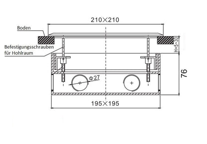 Bodentank Edelstahl 6-fach versenkbar mit Modulen