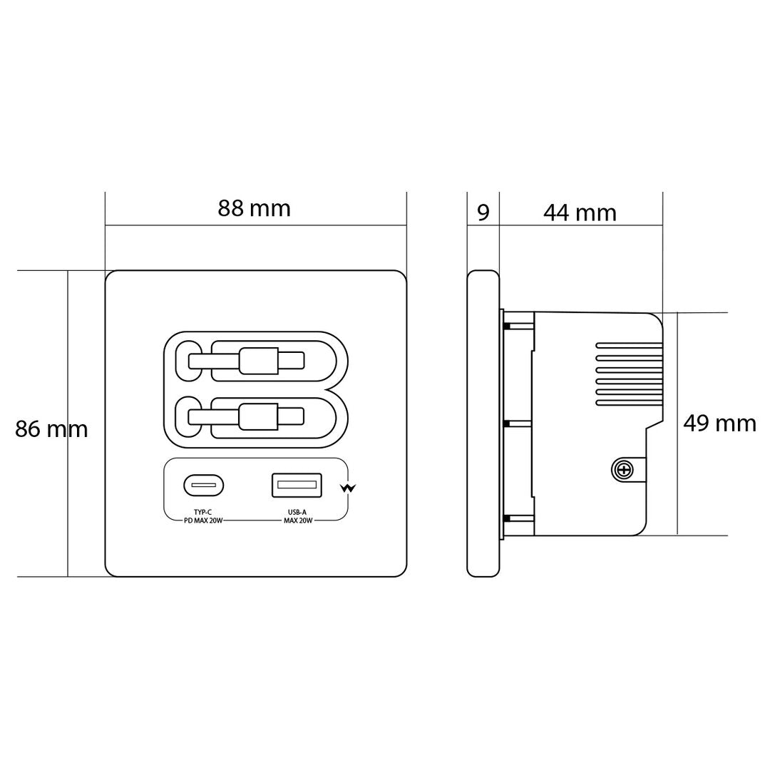 USB-A/C Schnellladegerät mit ausziehbaren Kabeln