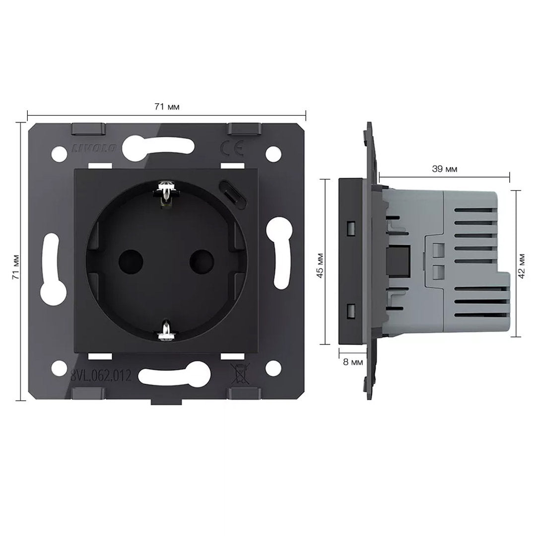 Livolo schwarzes Steckdosen-Modul mit USB-C