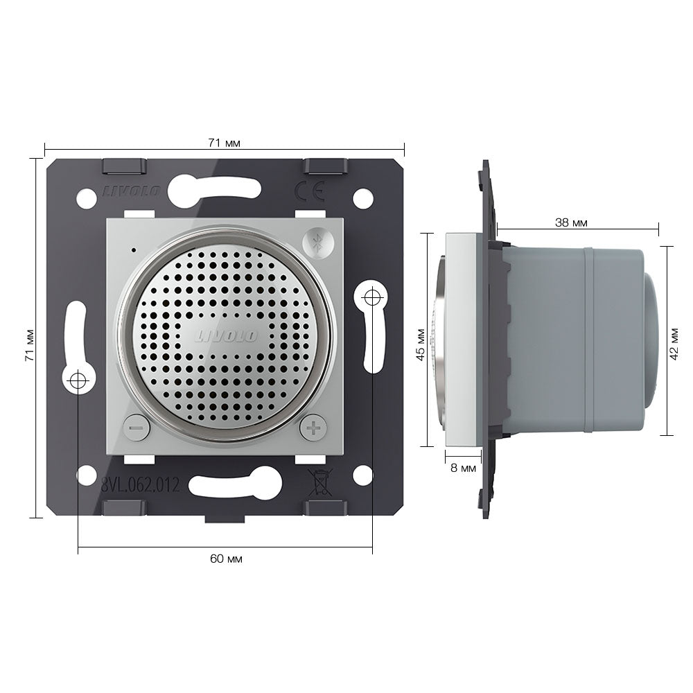 Livolo Bluetooth Lautsprecher Modul in Grau für Unterputz