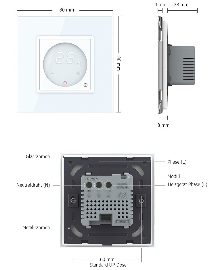 Livolo Thermostat für Fußbodenheizung – digital & weiß