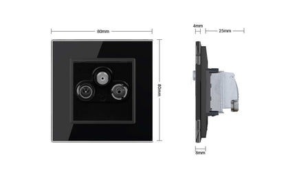Livolo TV/FM/SAT-Modul inkl. Glasrahmen in schwarz
