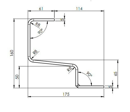 Dachhaken Platte 150x60mm Hacken 25x5mm