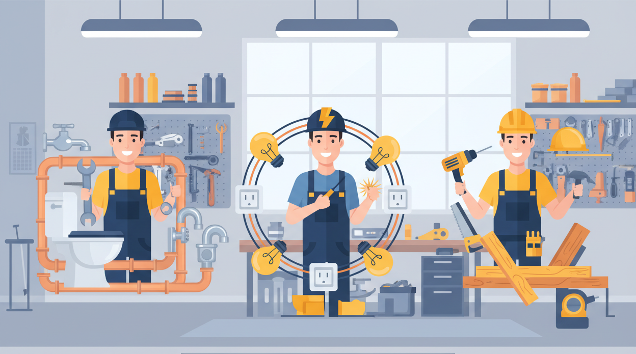 Das Bild sollte Sanitär, Elektro, Handwerker in einem Beschreiben. Ich möchte es in mein Shop einfügen