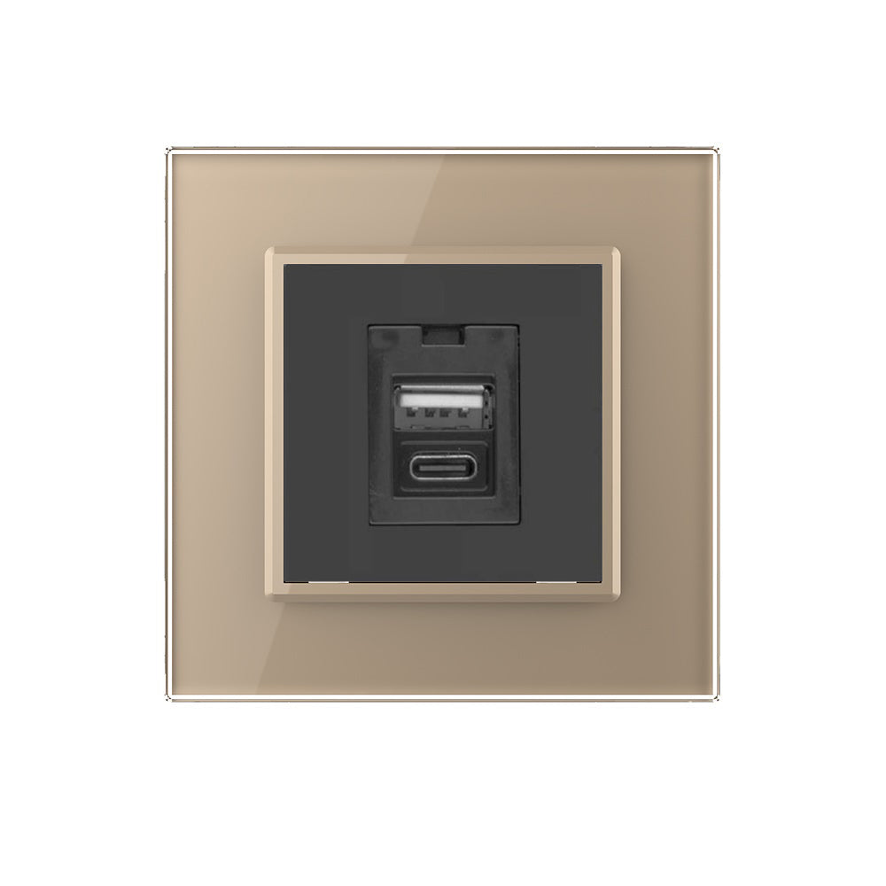 Ladestation USB-C&A in schwarz mit goldener Glasblende
