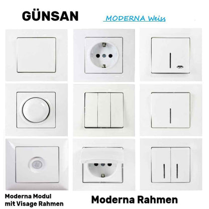 Schuko Steckdose & Schalter Serie Moderna weiss