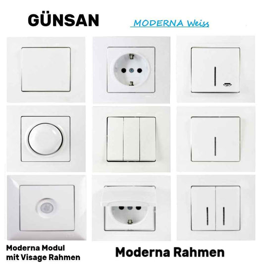 Schuko Steckdose & Schalter Serie Moderna weiss
