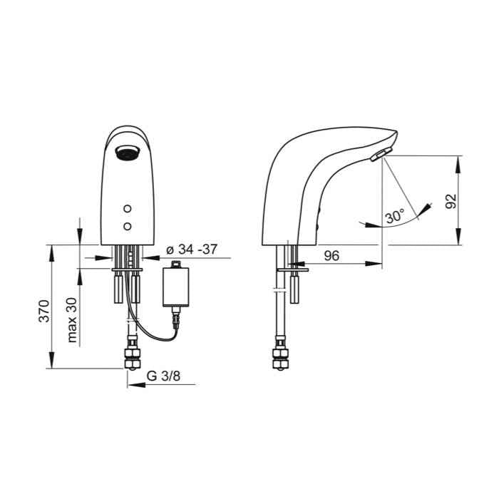 HANSA "HANSACONCERTO" Waschtischarmatur mit Infrarotsensor (6V, chrom)