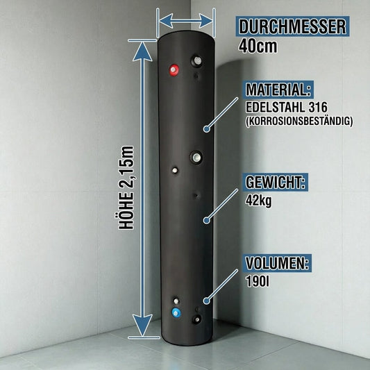 HEIZKRAFT SILO WP1 190-GR Slim Wärmepumpenspeicher