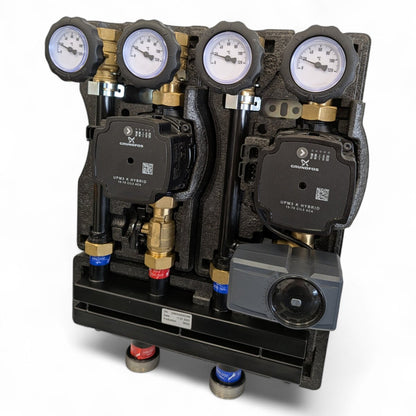 HEIZKRAFT Pumpengruppe Station90 doppelt mit Mischer 230V