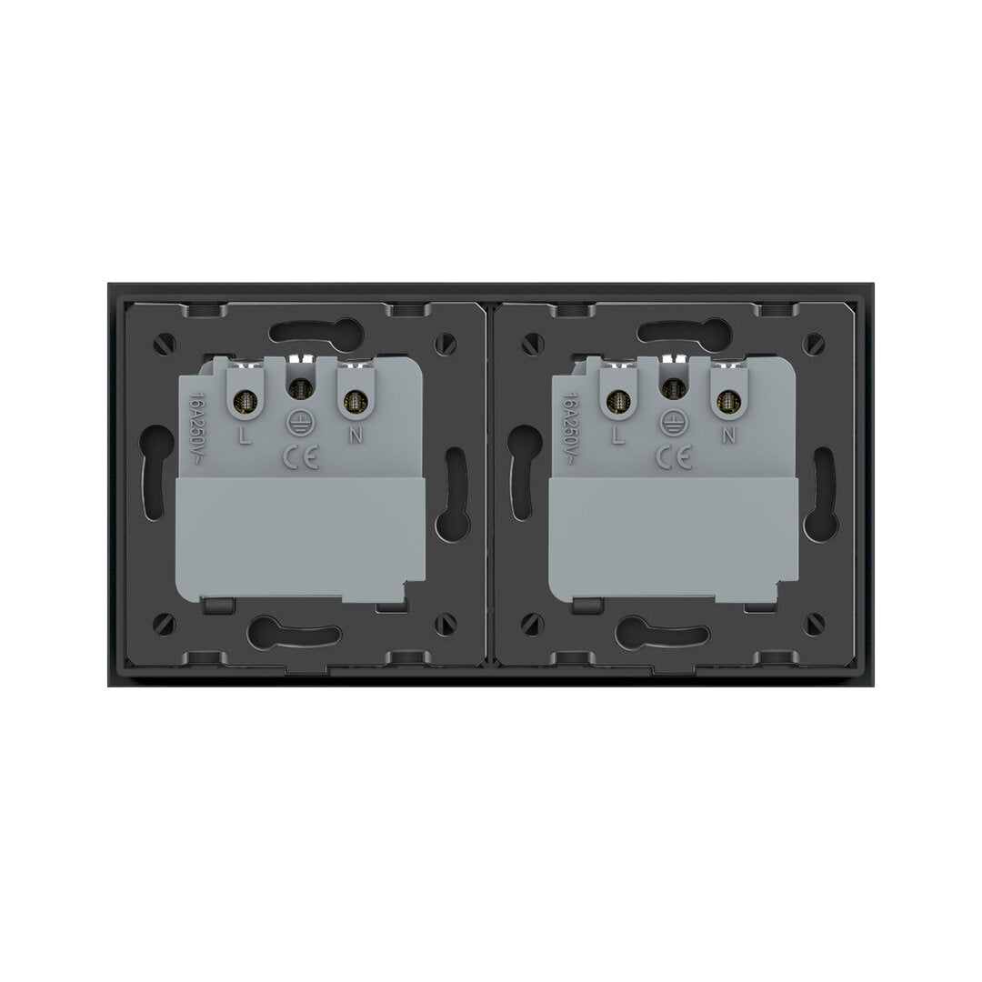 LIVOLO 2 Module EC Steckdose mit Glasrahmen in Schwarz