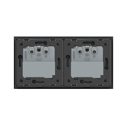 LIVOLO 2 Module EC Steckdose mit Glasrahmen in Schwarz