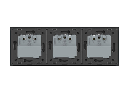 LIVOLO 3 Module EC Steckdose mit Glasrahmen in Schwarz