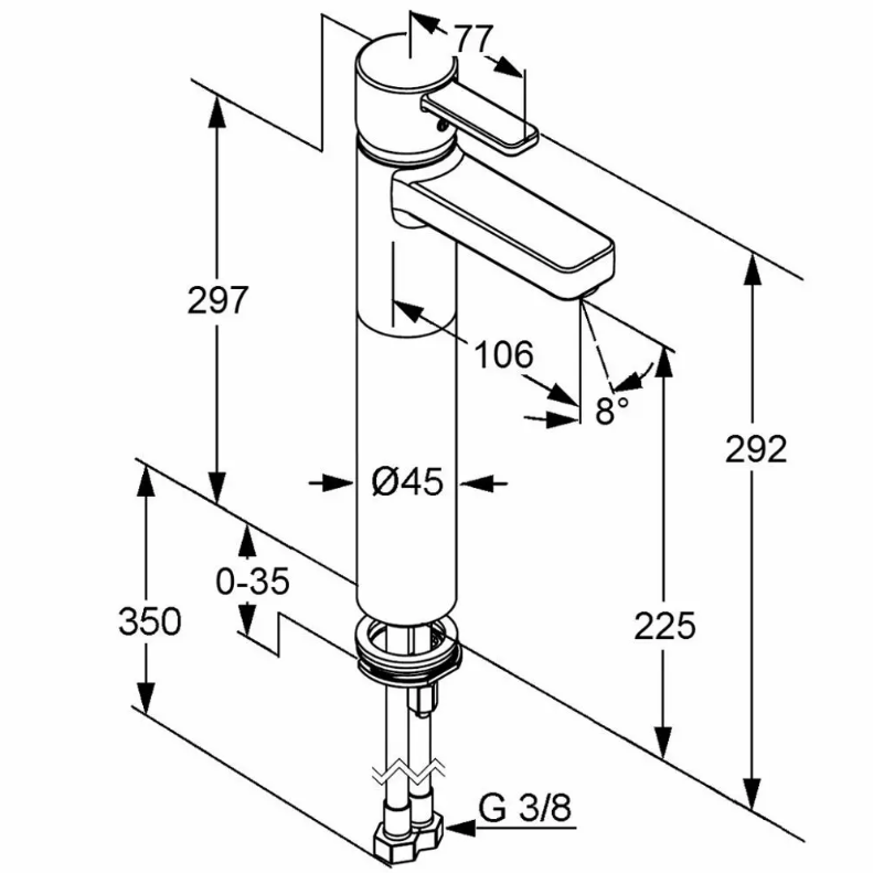 KLUDI "ZENTA" Waschtisch-Einhebelmischer mit hohem Auslauf (chrom) - WEIM24