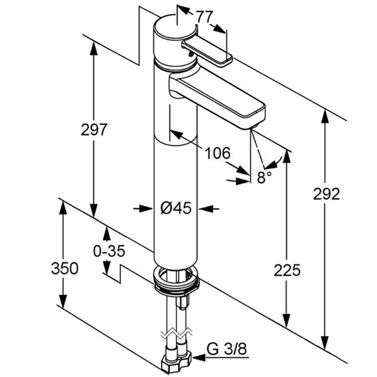 KLUDI "ZENTA" Waschtisch-Einhebelmischer mit hohem Auslauf (chrom) - WEIM24