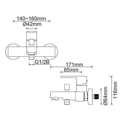 LENZ "UNITE" Wannenarmatur (chrom)