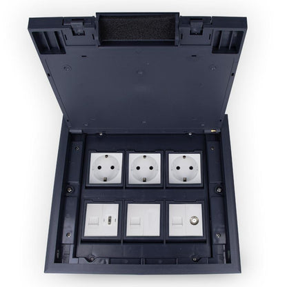 Bodentank Fußbodensteckdose 6 Fach mit 6 Module versenkbar