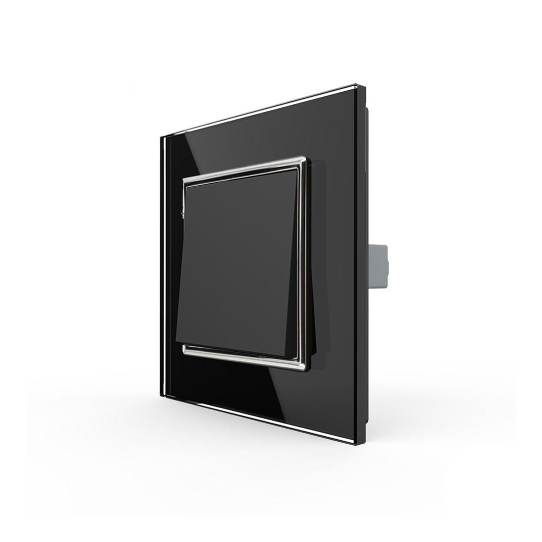 Einfacher Wipp-Taster m. Glasrahmen in schwarz