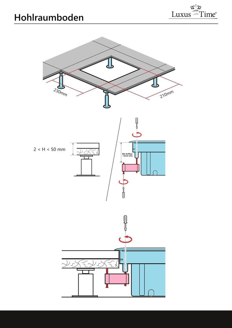 Bodentank Fußbodensteckdose 6 Fach mit 6 Module versenkbar
