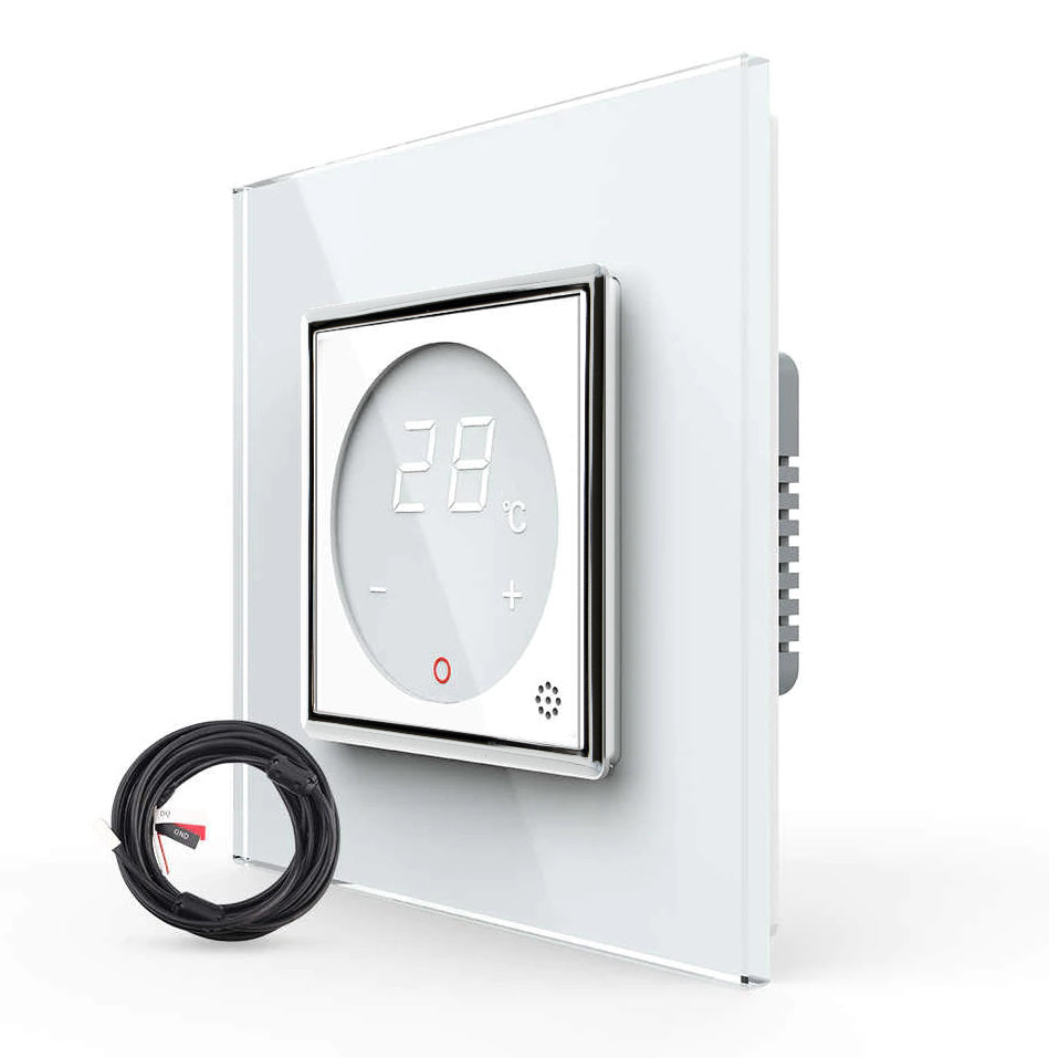 Livolo digitales Raumthermostat mit Glasrahmen in Weiß