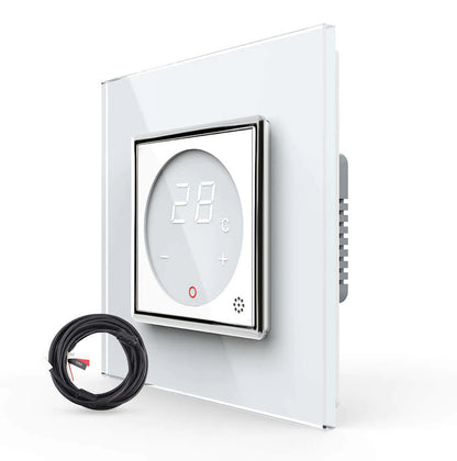Livolo digitales Raumthermostat mit Glasrahmen in Weiß