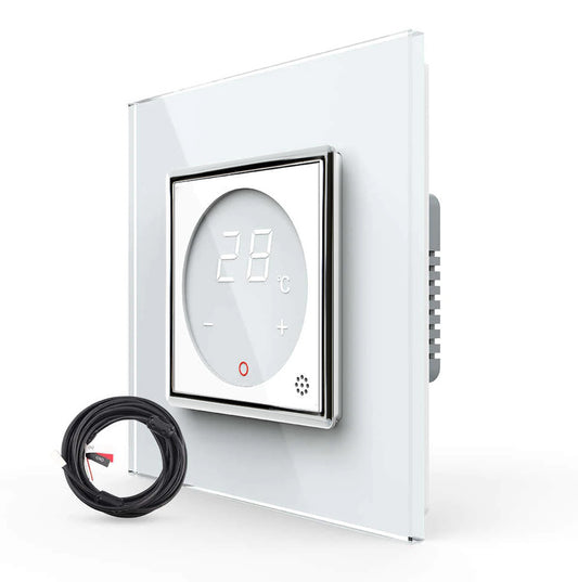 Livolo digitales Raumthermostat mit Glasrahmen in Weiß
