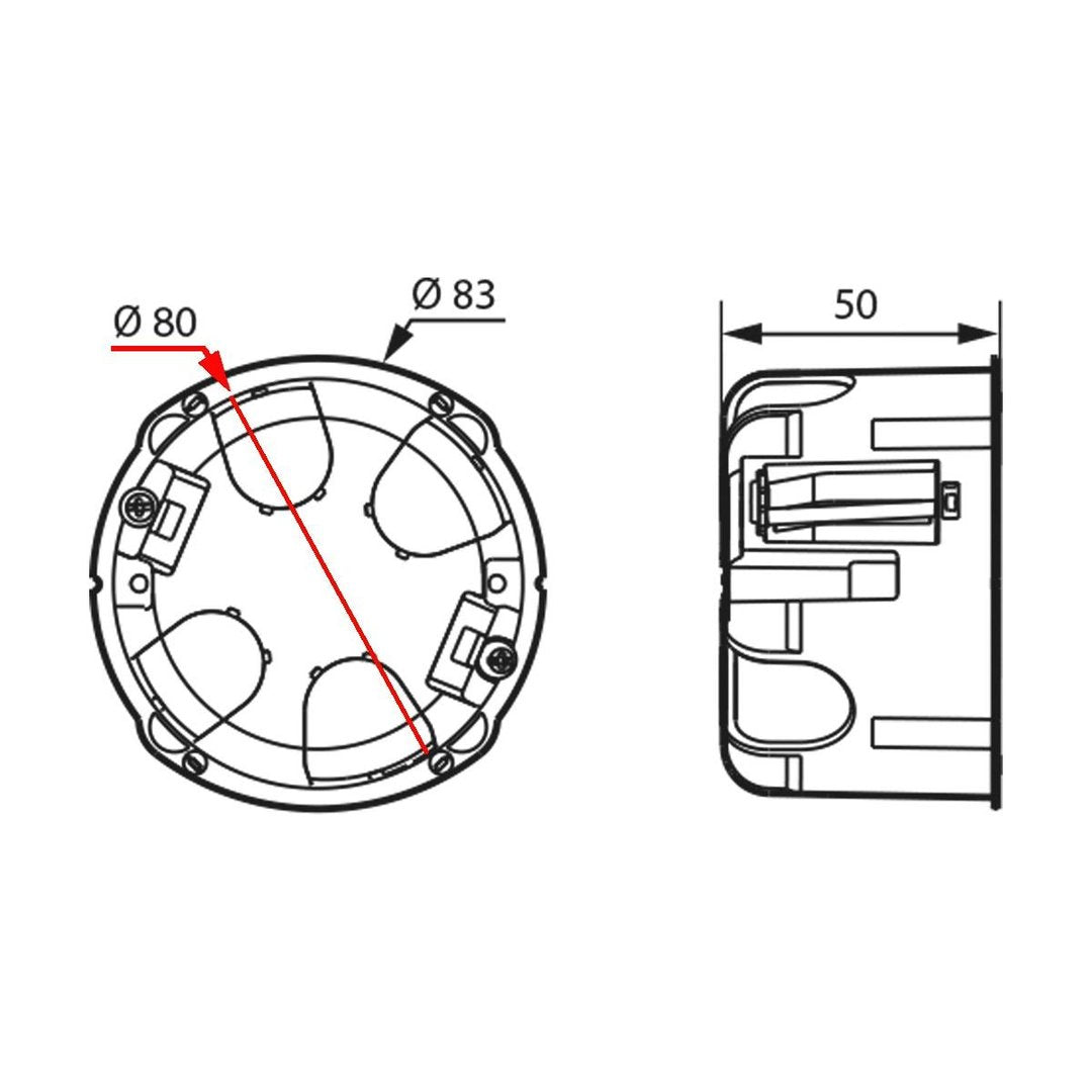 Bodendose mit 67 mm Schraubabstand für die Legrand Wandsteckdose