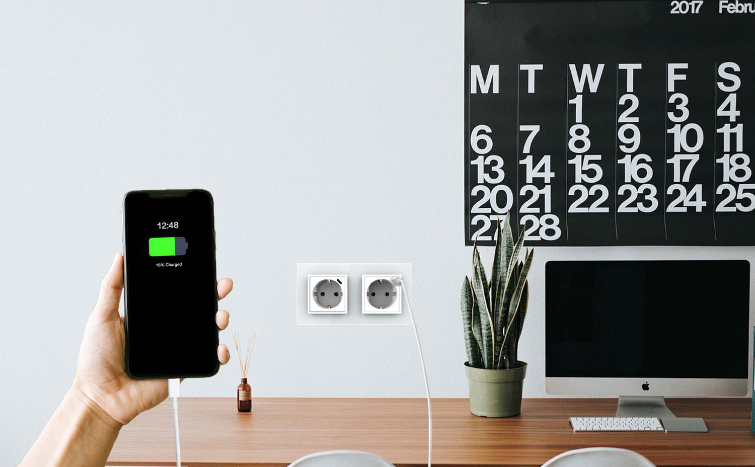 Livolo weiße, einfache Steckdose mit USB-C 18W