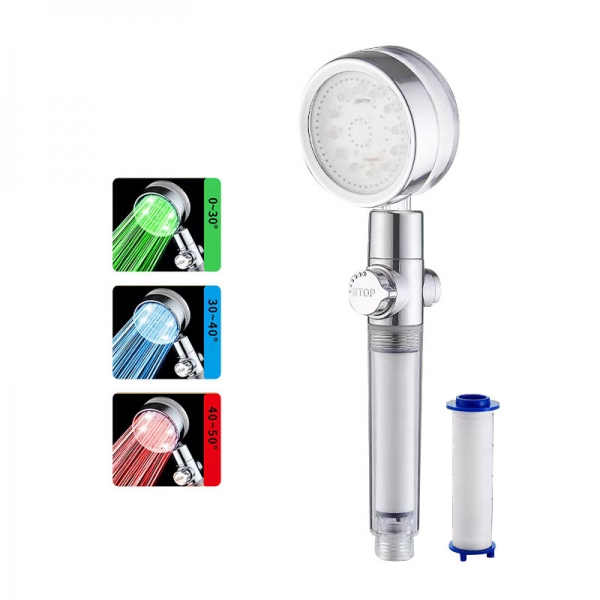 LED Duschkopf Modern Luxus Filter Farbig Leuchten Wassersparend